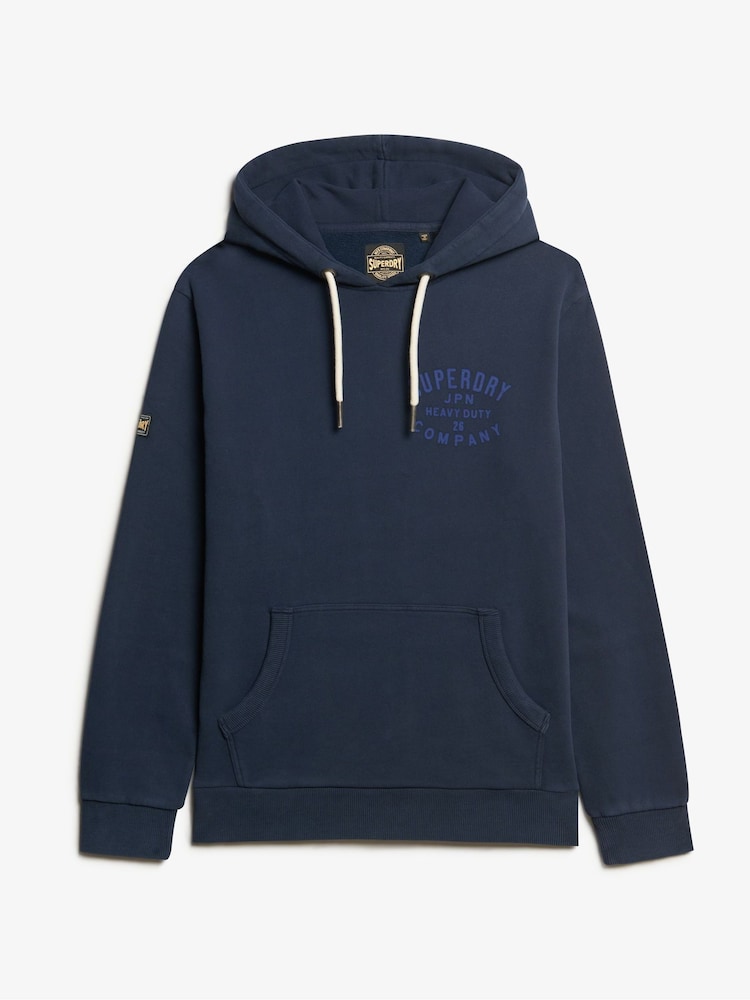 Superdry Eclipse Navy Machined Goods Workwear Hoodie - Image 4 of 5