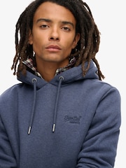 Azul marino clásico jaspeado - Sudadera con capucha de corte entallado Essential con logo de Superdry - Imagen 3 de 5