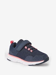 Navy Blue/Pink Elastic Lace-Up Runner Trainers - Image 2 of 4
