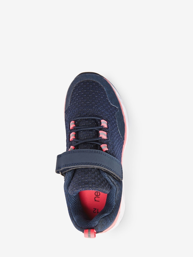 Navy Blue/Pink Elastic Lace-Up Runner Trainers - Image 3 of 4