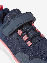 Navy Blue/Pink Elastic Lace-Up Runner Trainers - Image 4 of 4