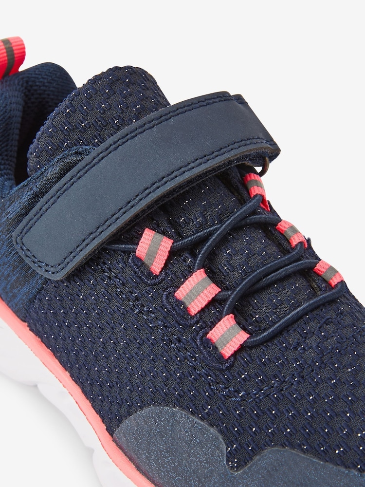 Navy Blue/Pink Elastic Lace-Up Runner Trainers - Image 4 of 4