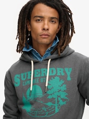 Superdry Granite Grey Marl Lo-Fi Outdoor Graphic Hoodie - Image 3 of 5