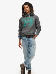 Superdry Granite Grey Marl Lo-Fi Outdoor Graphic Hoodie - Image 4 of 5