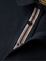 Superdry Eclipse Navy 100% Cotton Long Sleeve Pique Polo Shirt - Image 5 of 6