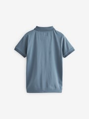 Blue Textured Short Sleeve Quarter Zip Polo Shirt (3-16yrs) - Image 2 of 3