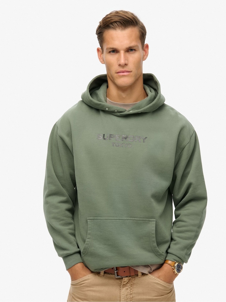 Superdry Laurel Khaki Luxury Sport Loose Hoodie - Image 1 of 6