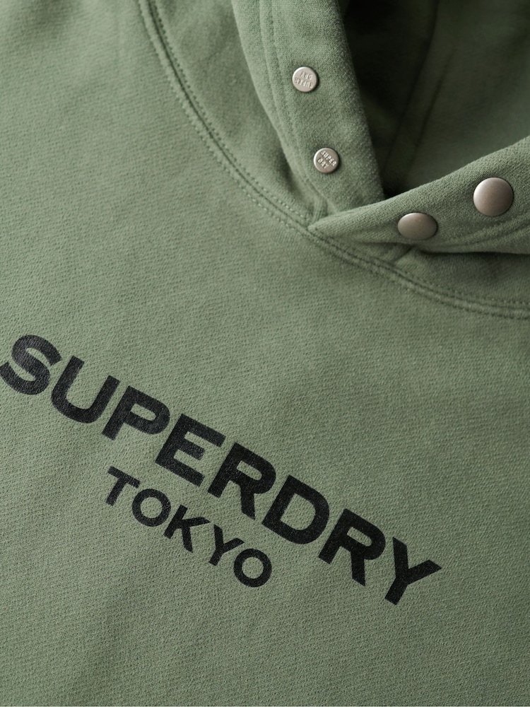 Superdry Laurel Khaki Luxury Sport Loose Hoodie - Image 6 of 6