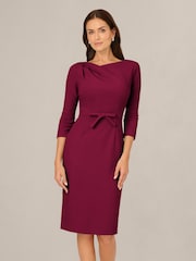 Adrianna Papell Red Petite Drape Neck Sheath Midi Dress - Image 1 of 6
