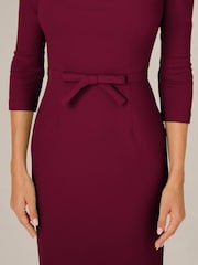 Adrianna Papell Red Petite Drape Neck Sheath Midi Dress - Image 4 of 6
