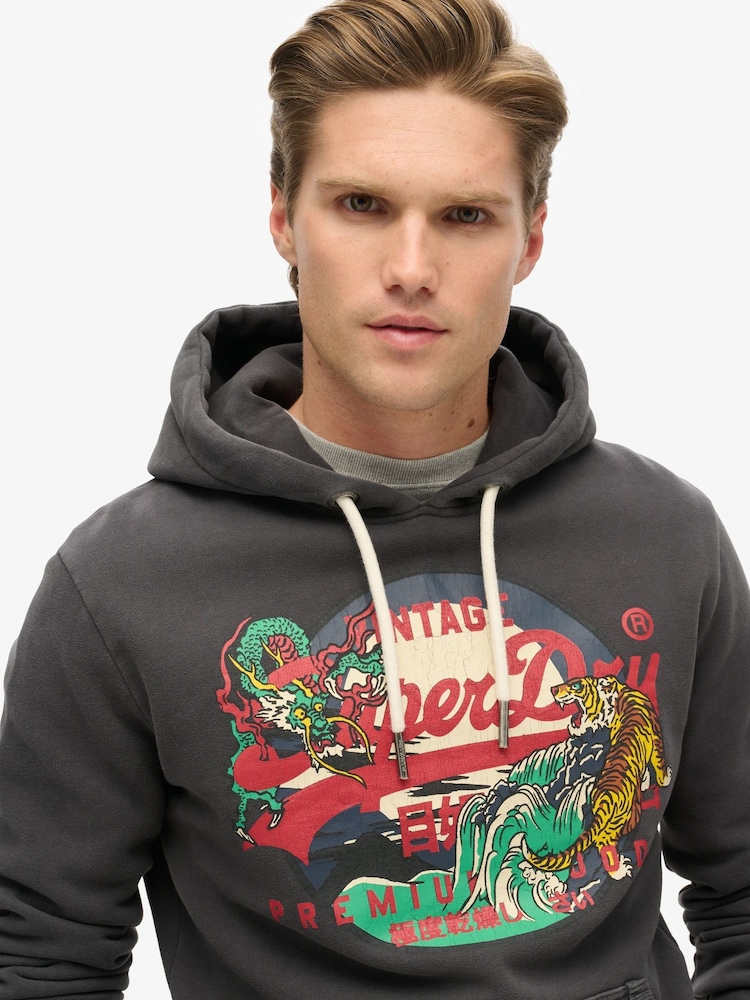 Superdry Blackboard Tokyo Vintage Logo Hoodie - Image 3 of 5