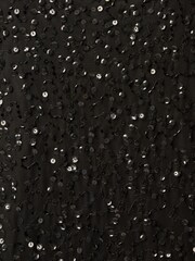 Adrianna Papell Black Bead Mesh Aline Dress - Image 3 of 6