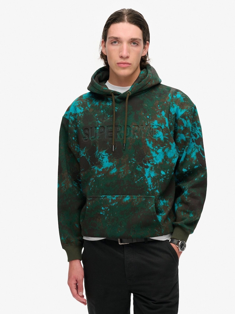 Superdry Bali Marble Utility Camo Logo Loose Hoodie - Image 1 of 5
