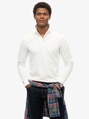 Superdry White 100% Cotton Long Sleeve Pique Polo Shirt - Image 1 of 4