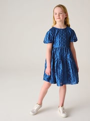 Baker by Ted Baker Blue Cloque Dress - Image 1 of 10