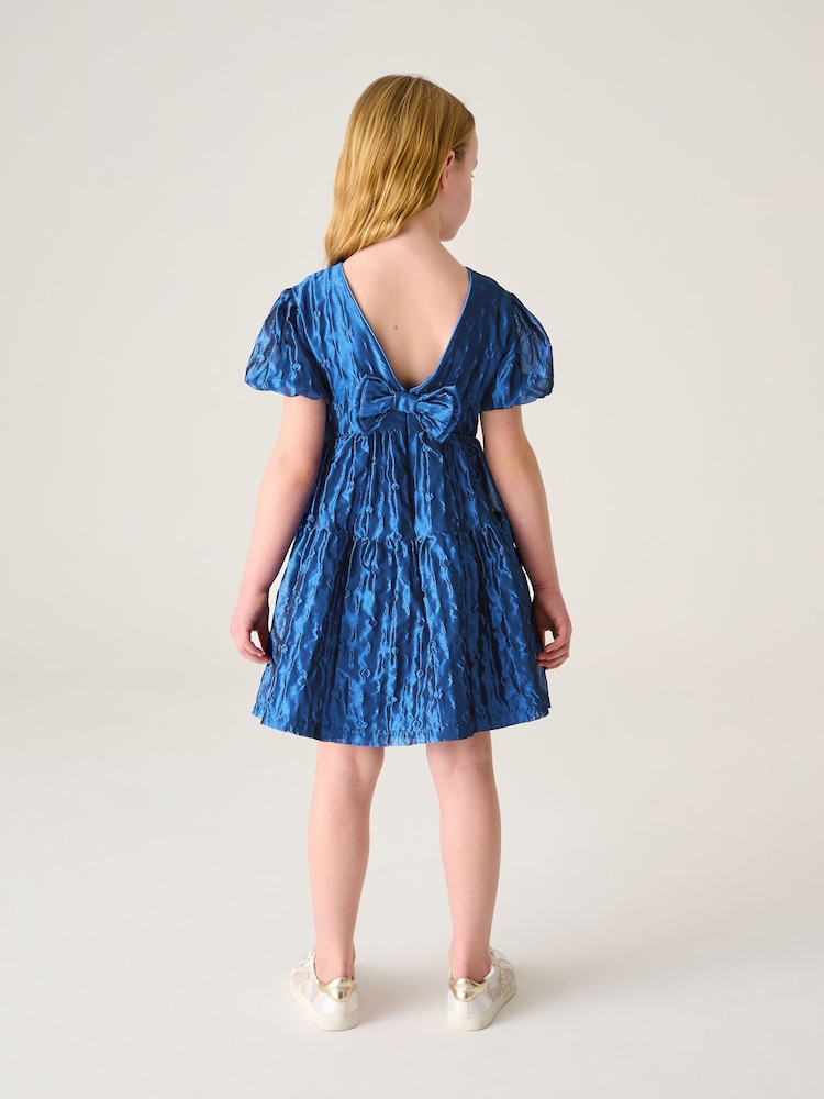 Baker by Ted Baker Blue Cloque Dress - Image 2 of 10
