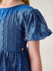 Baker by Ted Baker Blue Cloque Dress - Image 4 of 10