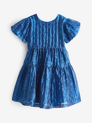 Baker by Ted Baker Blue Cloque Dress - Image 6 of 10