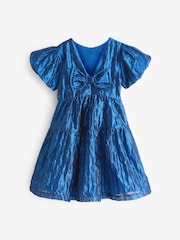 Baker by Ted Baker Blue Cloque Dress - Image 7 of 10