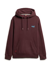 Superdry Burgundy Rich Deep Essential Slim Fit Logo Hoodie - Image 4 of 6