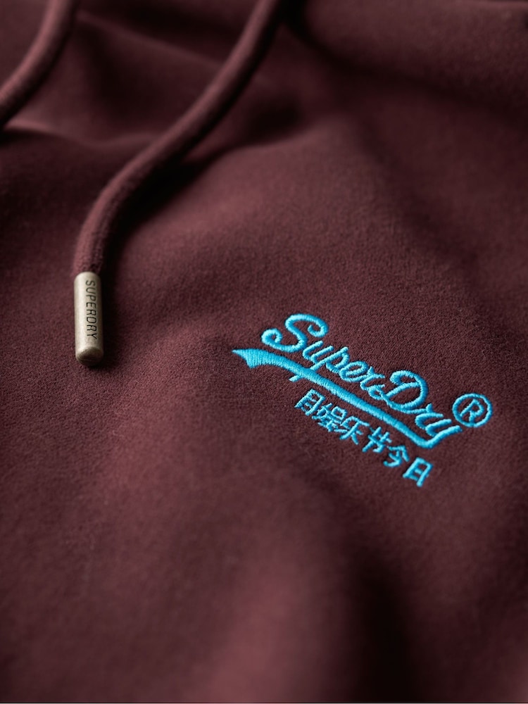 Superdry Burgundy Rich Deep Essential Slim Fit Logo Hoodie - Image 6 of 6