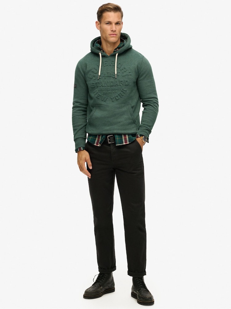 Superdry Buck Green Marl Embossed Logo Graphic Hoodie - Image 1 of 5