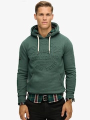 Superdry Buck Green Marl Embossed Logo Graphic Hoodie - Image 2 of 5