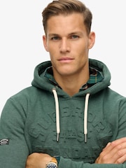 Superdry Buck Green Marl Embossed Logo Graphic Hoodie - Image 3 of 5