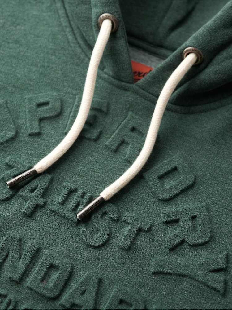 Superdry Buck Green Marl Embossed Logo Graphic Hoodie - Image 5 of 5