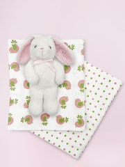 Babyblooms Baby Personalised 100% Cotton Bunny with Muslin Wrap Gift Set - Image 1 of 7