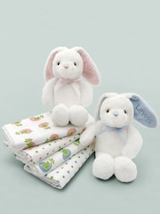 Babyblooms Baby Personalised 100% Cotton Bunny with Muslin Wrap Gift Set - Image 4 of 7