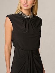 Adrianna Papell Black Pearl Mock Neck Jersey Gown - Image 4 of 6