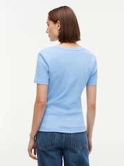 Tommy Hilfiger Blue Flag Embroidery Slim V-Neck T-Shirt - Image 2 of 5