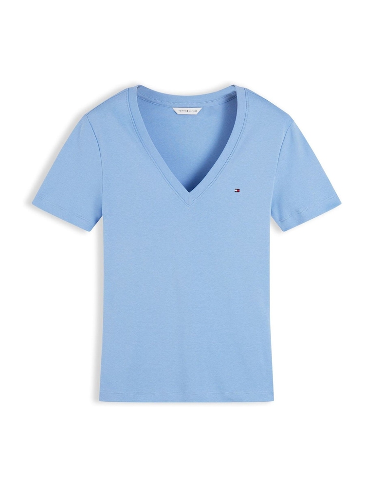Tommy Hilfiger Blue Flag Embroidery Slim V-Neck T-Shirt - Image 5 of 5 Tommy Hilfiger Blue Flag Embroidery Slim V-Neck T-Shirt - Image 5 of 5