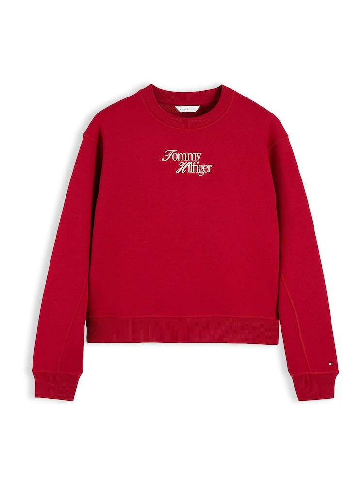 Tommy Hilfiger Red Logo Relaxed Terry Sweatshirt - Image 5 of 5 Tommy Hilfiger Red Logo Relaxed Terry Sweatshirt - Image 5 of 5