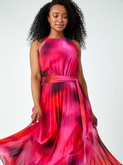 Roman Pink Petite Halterneck Pleated Maxi Dress - Image 2 of 5