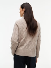 Tommy Hilfiger Brown Pure Wool Cable Roll Neck Jumper - Image 2 of 5