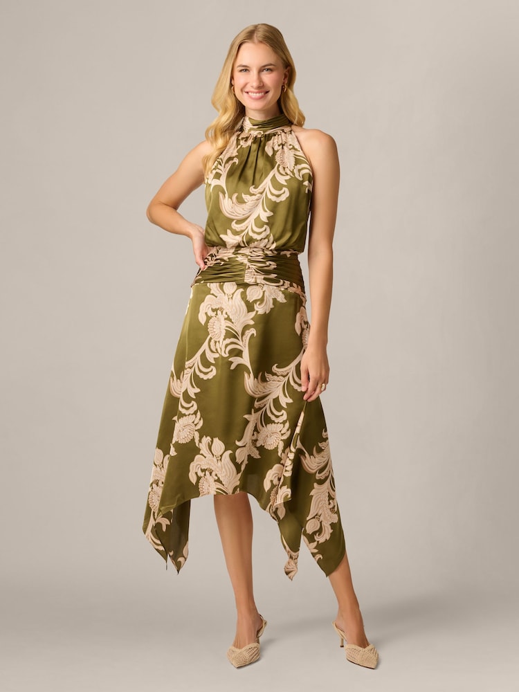Adrianna Papell Satin Print Midi Dress - صورة 1 من 6 Adrianna Papell Satin Print Midi Dress - صورة 1 من 6