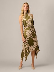 Adrianna Papell Satin Print Midi Dress - صورة 3 من 6