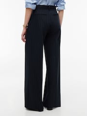 Tommy Hilfiger Blue Pleated Twill Wide Leg Trousers - Image 3 of 5