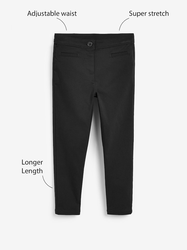 Black Longer Length School Skinny Stretch Trousers (3-18yrs) - Image 3 of 8