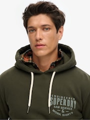 Superdry Olive Green Machined Goods Workwear Hoodie - Image 3 of 5