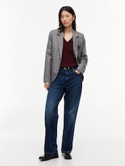 Czerwony - Dopasowana koszulka Tommy Hilfiger z dekoltem w szpic - Obraz 4 z 5