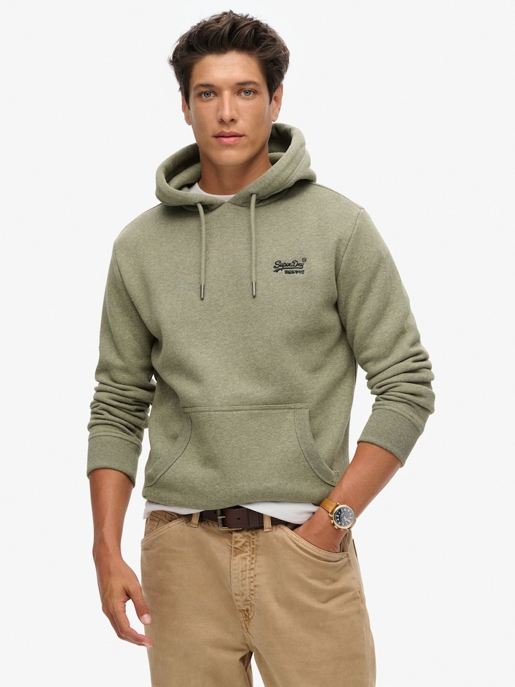 Superdry Green Olive Grit Essential Slim Fit Logo Hoodie - Image 1 of 1