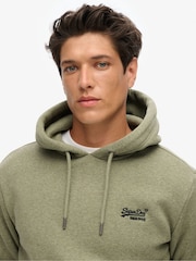 Verde oliva rugoso - Sudadera con capucha de corte entallado Essential con logo de Superdry - Imagen 3 de 5