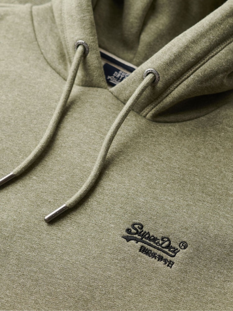 Verde oliva rugoso - Sudadera con capucha de corte entallado Essential con logo de Superdry - Imagen 5 de 5
