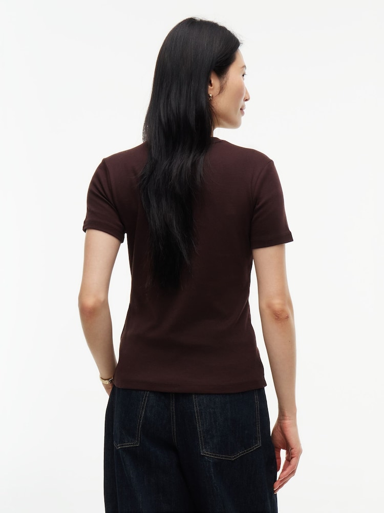 Brązowy - Tommy Hilfiger Slim Crew Neck T-Shirt - Obraz 2 z 4 Brązowy - Tommy Hilfiger Slim Crew Neck T-Shirt - Obraz 2 z 4