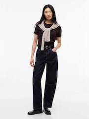 Brązowy - Tommy Hilfiger Slim Crew Neck T-Shirt - Obraz 3 z 4