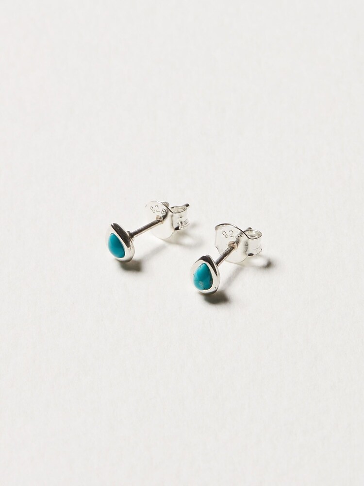 Oliver Bonas Sterling Silver Zosia Turquoise Teardrop Stud Earrings - Image 2 of 3
