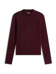 Tommy Hilfiger Red Slim Mock Neck Long Sleeve T-Shirt - Image 5 of 5